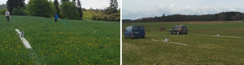 Antennas towed by a hand or a car