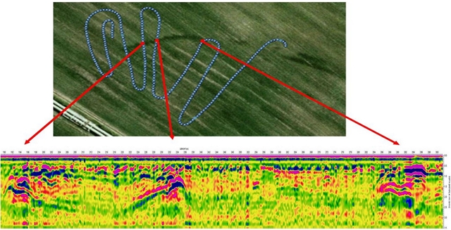 Three underground anomalies were actually recorded on the cropmarks places