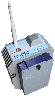 Receiver Roteg – metal box fitted with a battery case, GPS antenna, WiFi antenna